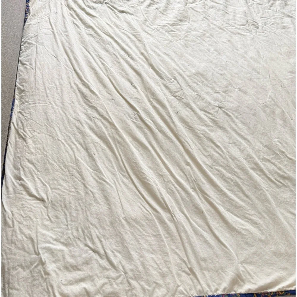 VTG Handmade Patchwork Quilt Throw Twin Purple Cream Tied Cottagecore 1990